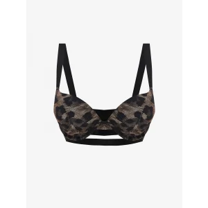 LCW DREAM Kahverengi Balenli Dolgulu Leopar Desenli Fantezi Tişört Sütyen