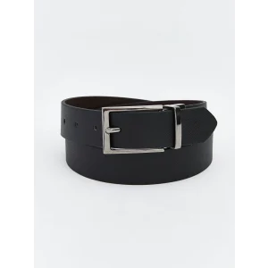 LCW ACCESSORIES Siyah Deri Görünümlü Erkek Kemer