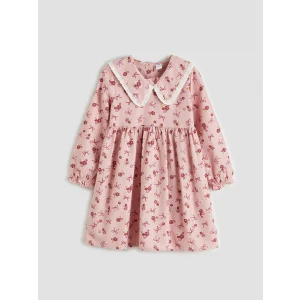 LCW Kids Pembe Bebe Yaka Desenli Kız Çocuk Gabardin Elbise