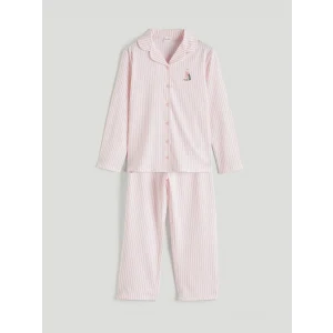 LCW Kids Pembe Gömlek Yaka Kız Çocuk Pijama Takım