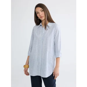 LCWAIKIKI Classic Mavi Çizgili Kadın Gömlek Tunik