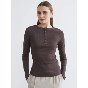 LCWAIKIKI Classic Kahverengi Bisiklet Yaka Fitilli Kadın Body