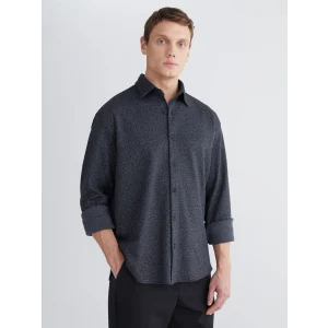 LCW Vision Siyah Regular Fit Uzun Kollu Armürlü Erkek Gömlek