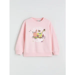 LCW Kids Pembe Spongebob Baskılı Kız Çocuk Kalın Sweatshirt