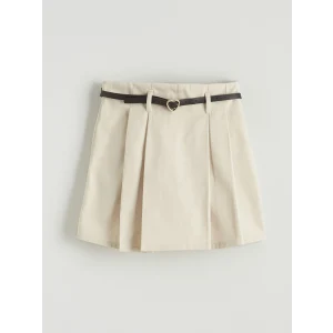 LCW Kids Bej Pileli Kız Çocuk Şort Etek