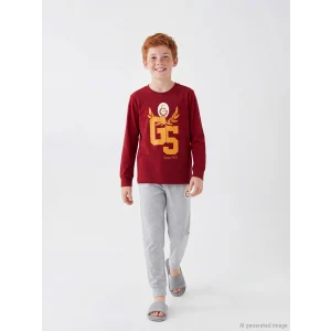 LCW Kids Kırmızı Galatasaray Baskılı Erkek Çocuk Pijama Takım