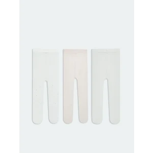 LCW baby Ekru Beli Lastikli Kız Bebek Külotlu Çorap 3lü