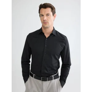 LCWAIKIKI Classic Siyah Slim Fit Armürlü Erkek Gömlek