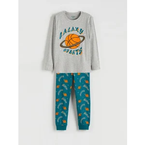 LCW Kids Gri Baskılı Erkek Çocuk Pijama Takımı