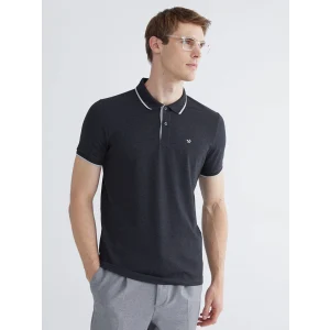 LCWAIKIKI Classic Antrasit Polo Yaka Düz Erkek Tişört