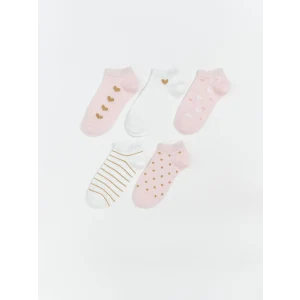 LCW Kids Pembe Desenli Kız Çocuk Patik Çorap 5li