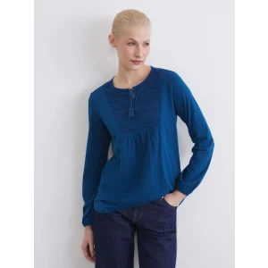 LCW Grace Petrol Bağlamalı Yaka Nakışlı Bluz