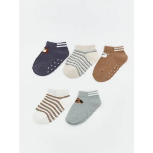 LCW baby Antrasit Desenli Erkek Bebek Patik Çorap 5li Paket
