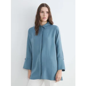 LCWAIKIKI Classic Petrol Oversize Modal Karışımlı Kadın Gömlek Tunik