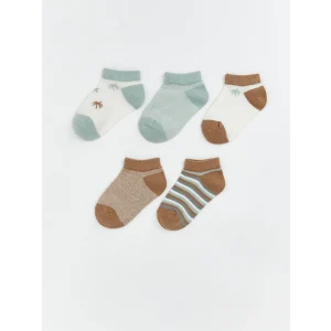 LCW baby Ekru Desenli Erkek Bebek Patik Çorap 5li