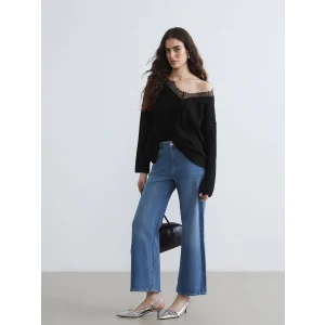 LCWAIKIKI Classic İndigo Yüksek Bel Wideleg Kadın Jean Pantolon