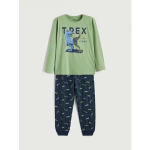 LCW Kids Yeşil Baskılı Erkek Çocuk Pijama Takımı