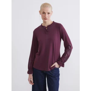 LCW Grace Mürdüm Bağlama Yaka Fırfırlı Desenli Bluz