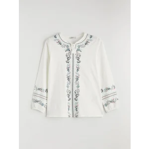 LCW Grace Ekru Bağlamalı Yaka Çiçekli Bluz