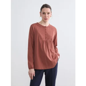 LCW Grace Kahverengi Bisiklet Yaka Nakışlı Bluz
