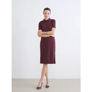 LCWAIKIKI Classic Bordo Polo Yaka A Kesim Modal Karışımlı Elbise