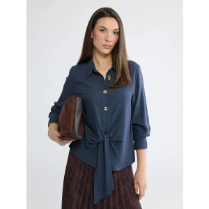 LCWAIKIKI Classic Mavi Önü Bağlamalı Kadın Gömlek