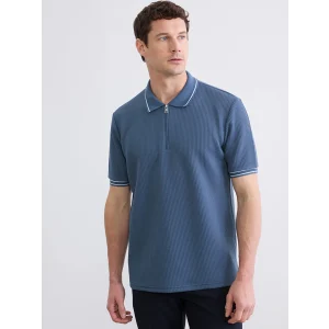LCWAIKIKI Classic Petrol Çizgili Polo Yaka Erkek Tişört