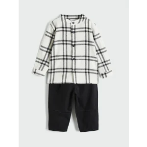 LCW baby Siyah Hakim Yaka Ekose Erkek Bebek Gömlek ve Pantolon