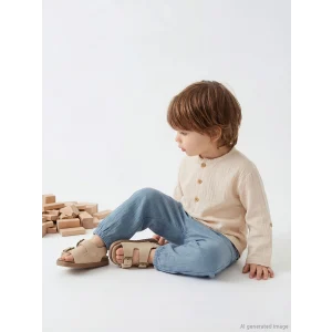 LCW baby Bej Erkek Bebek Müslin Gömlek ve Pantolon