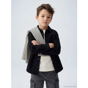 LCW Kids Siyah Erkek Çocuk Gabardin Gömlek