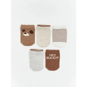 LCW Kids Kahverengi Erkek Bebek Desenli Patik Çorap 5li