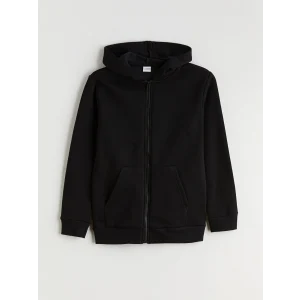 LCW Kids Siyah Kapüşonlu Erkek Çocuk Kalın Fermuarlı Sweatshirt