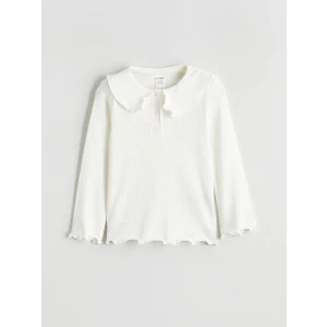 LCW Kids Ekru Bebe Yaka Fırfırlı Kız Çocuk Bluz
