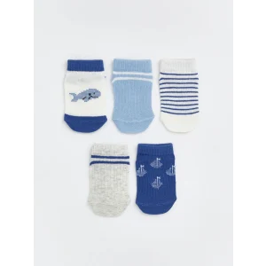LCW baby Mavi Erkek Bebek Desenli Patik Çorap 5li