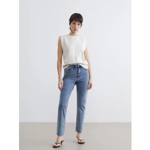 LCWAIKIKI Classic İndigo Beli Lastikli Slim Mom Kadın Jean Pantolon