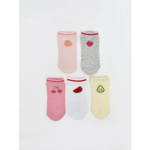 LCW Kids Gri Desenli Kız Çocuk Patik Çorap 5li