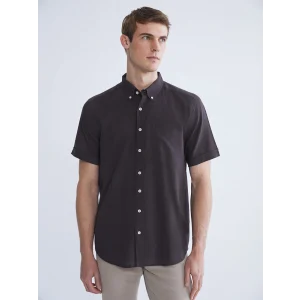 LCWAIKIKI Classic Kahverengi Regular Fit Kısa Kollu Erkek Gömlek