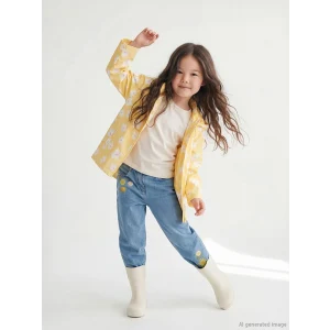 LCW baby İndigo Nakışlı Kız Çocuk Jean Pantolon