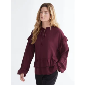 LCWAIKIKI Classic Bordo Bağlamalı Yaka Oversize Fırfırlı Bluz