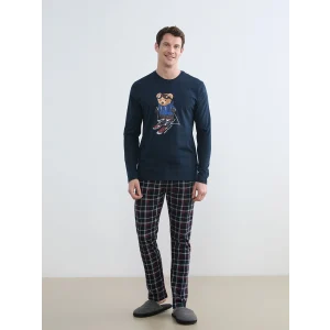 LC WAIKIKI Lacivert Bisiklet Yaka Ayı Teddy Baskılı Erkek Pijama Takım