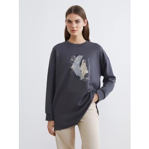 LCWAIKIKI Classic Gri Soft Touch Oversize Kadın Tişört