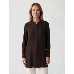 LCW Grace Kahverengi Hakim Yaka Dokulu Kadın Gömlek Tunik