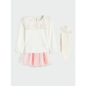 LCW Kids Ekru Kız Çocuk Etekli Takım 3lü