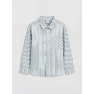 LCW baby Mavi Çizgili Erkek Çocuk Gömlek
