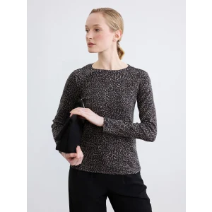 LCWAIKIKI Classic Siyah Bisiklet Yaka Leopar Desenli Bluz