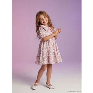 LCW Kids Ekru Çiçekli Kız Çocuk Elbise