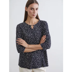 LCW Grace Lacivert Bisiklet Yaka Puantiyeli Bluz
