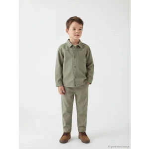 LCW Kids Yeşil Erkek Çocuk Gabardin Gömlek ve Pantolon