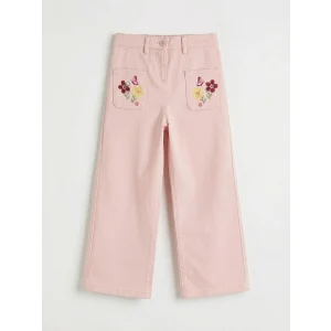 LCW Kids Pembe Beli Lastikli Çiçekli Kız Çocuk Pantolon