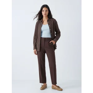 XSIDE Kahverengi Çizgili Oversize Kadın Gömlek